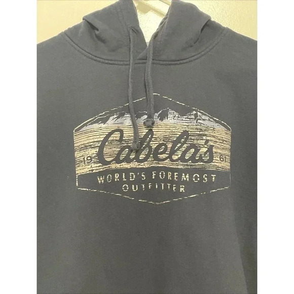 Cabela's Mens Fleece Hoodie Long Sleeve Logo Sweatshirt with Kangaroo Pocket LG - Picture 2 of 12